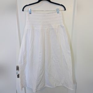 NWT White Smocked Midi Skirt | 100% Cotton | Size Small